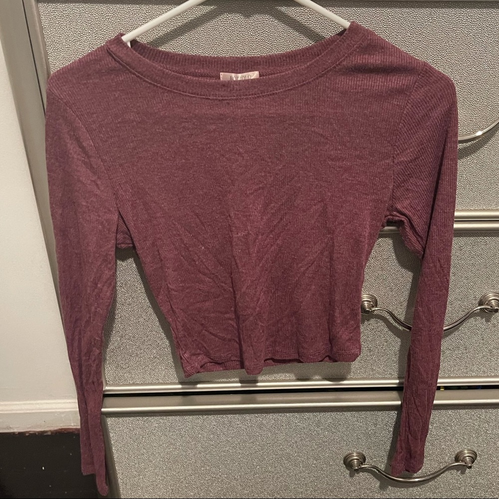 Purple long sleeve knitted tight fitted shirt